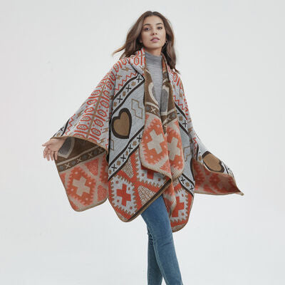 Jacquard Pattern Hooded Shawl free shipping -Oh Em Gee Boutique