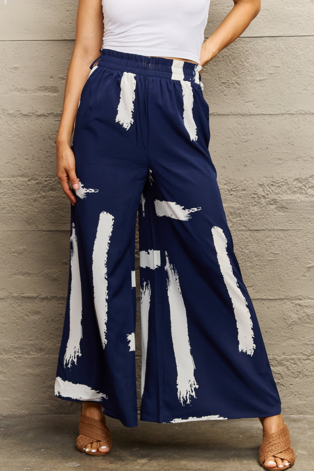 Printed Wide Leg Long Pants free shipping -Oh Em Gee Boutique