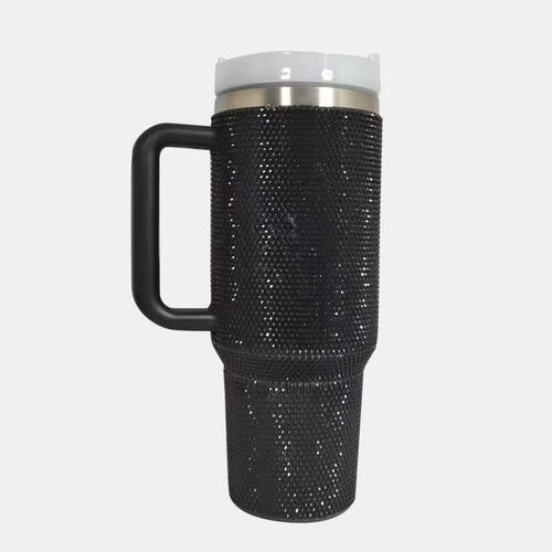 Rhinestone Stainless Steel Tumbler with Straw free shipping -Oh Em Gee Boutique