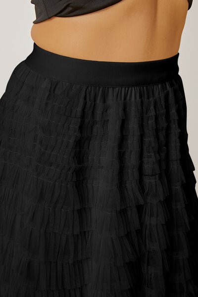 Ruched High Waist Tiered Skirt free shipping -Oh Em Gee Boutique