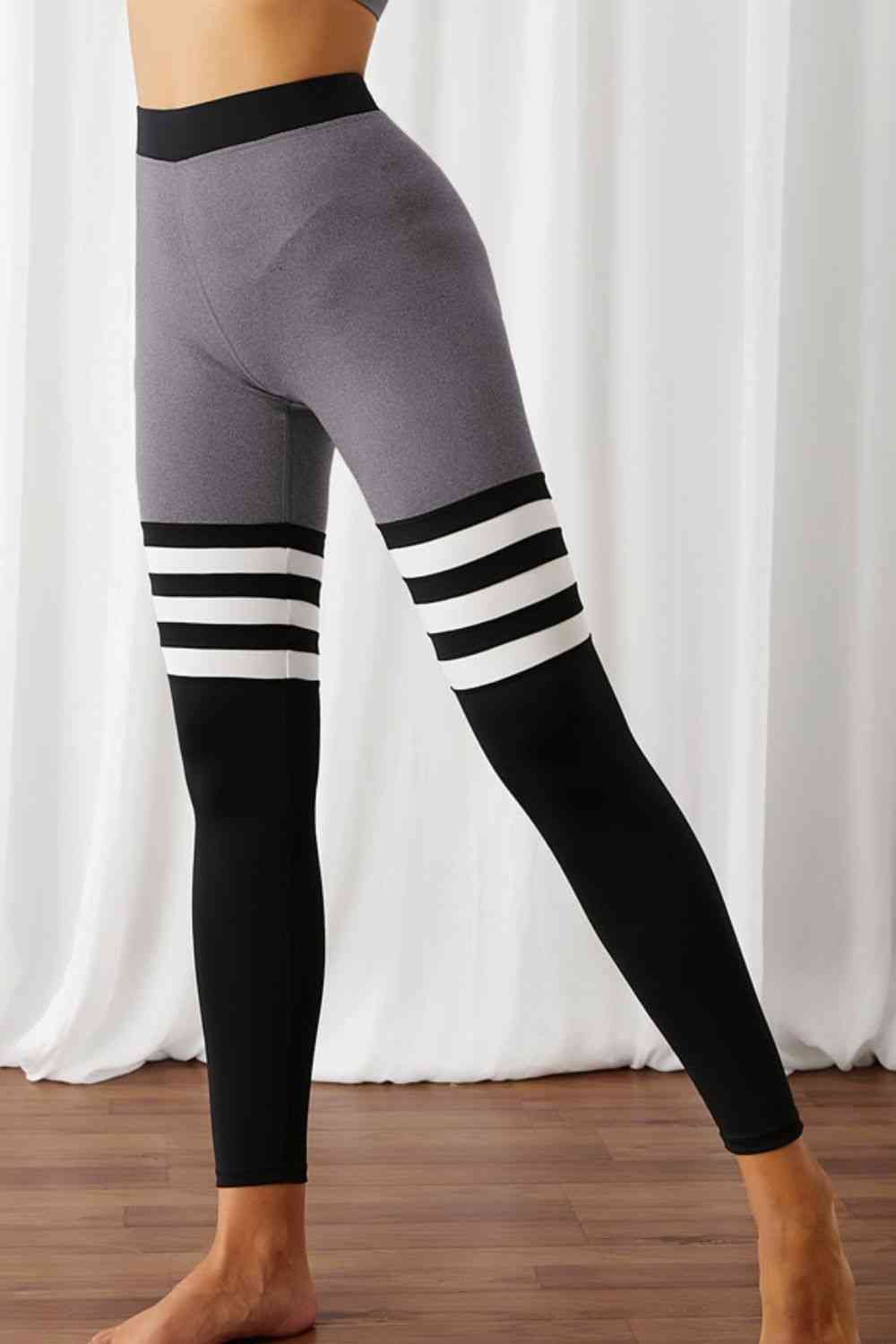 Color Block Elastic Waistband Active Leggings free shipping -Oh Em Gee Boutique