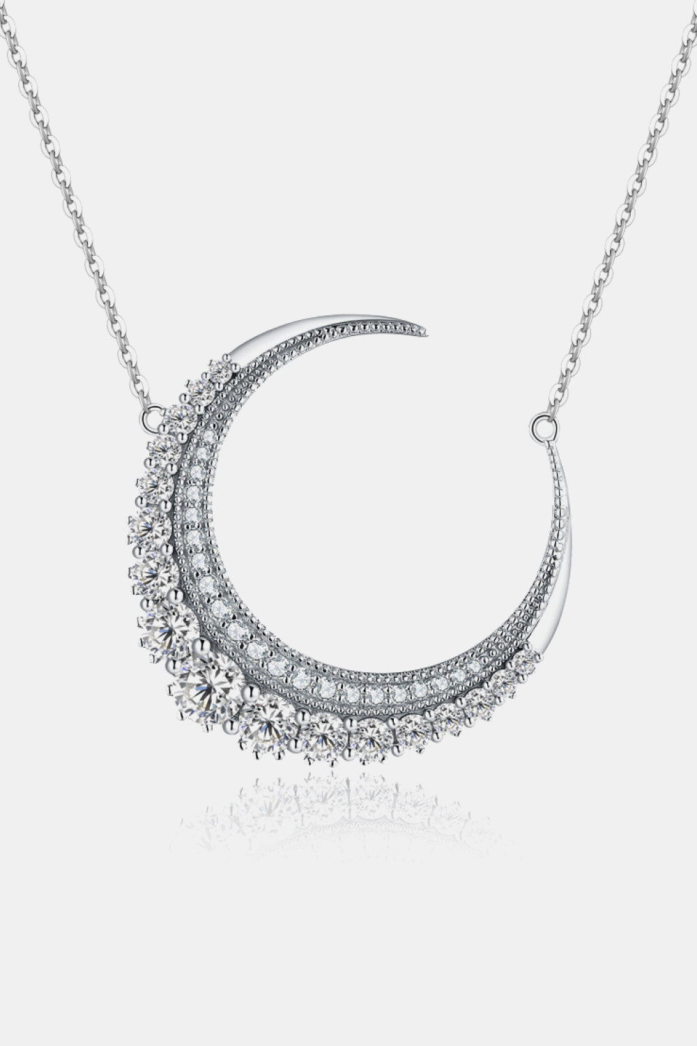 1.8 Carat Moissanite Crescent Moon Shape Pendant Necklace free shipping -Oh Em Gee Boutique