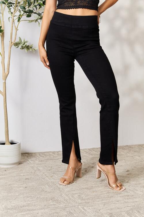BAYEAS Slit Bootcut Jeans free shipping -Oh Em Gee Boutique