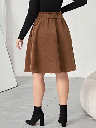 Plus Size Tied Decorative Button Paperbag Waist Skirt free shipping -Oh Em Gee Boutique