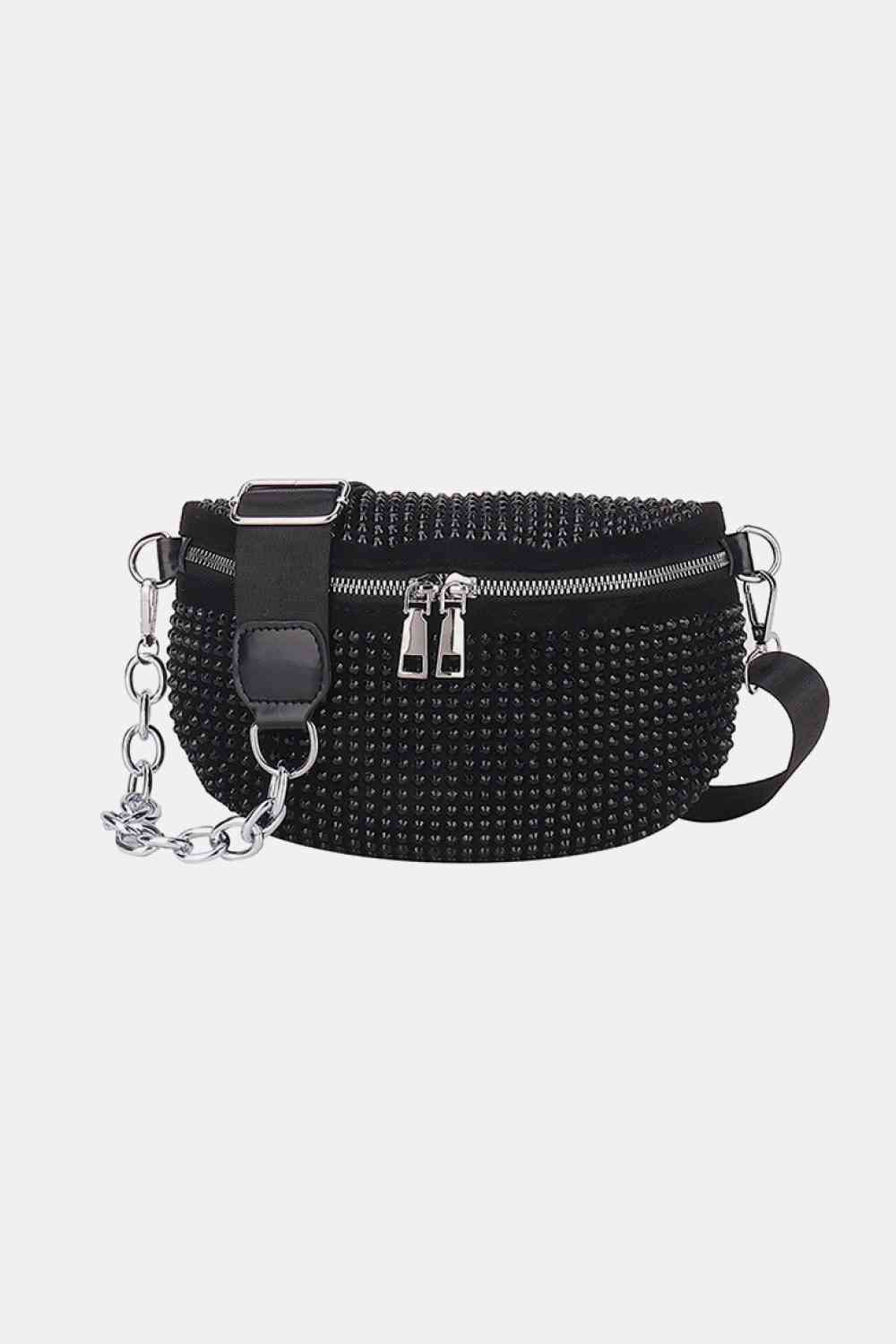 Rhinestone PU Leather Sling Bag free shipping -Oh Em Gee Boutique