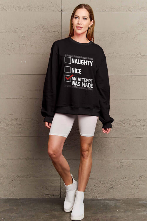 Simply Love Full Size Letter Graphic Long Sleeve Sweatshirt free shipping -Oh Em Gee Boutique