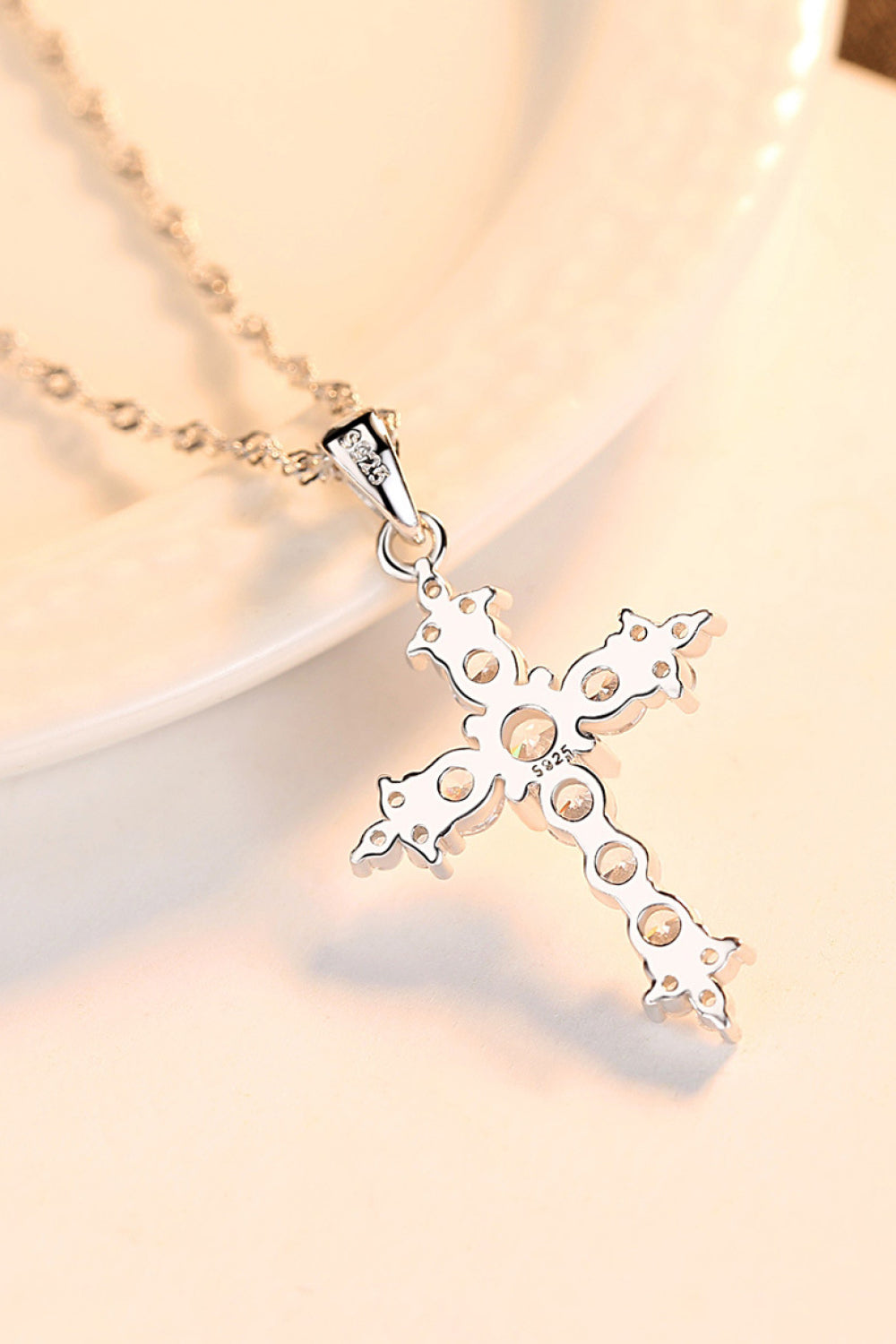 Zircon Cross Pendant 925 Sterling Silver Necklace free shipping -Oh Em Gee Boutique