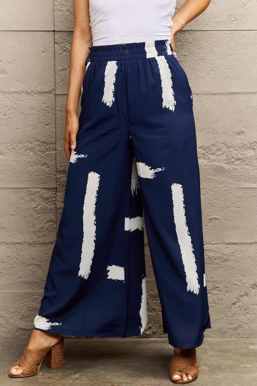 Printed Wide Leg Long Pants free shipping -Oh Em Gee Boutique