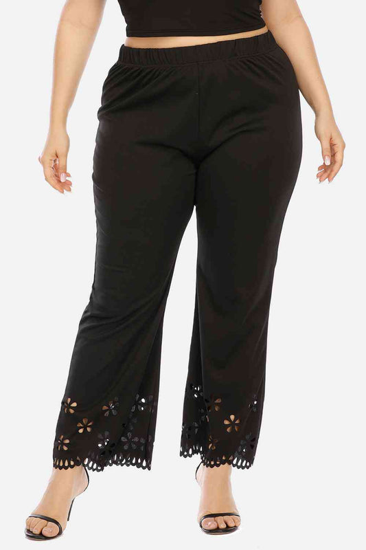 Plus Size Openwork Detail Pants free shipping -Oh Em Gee Boutique