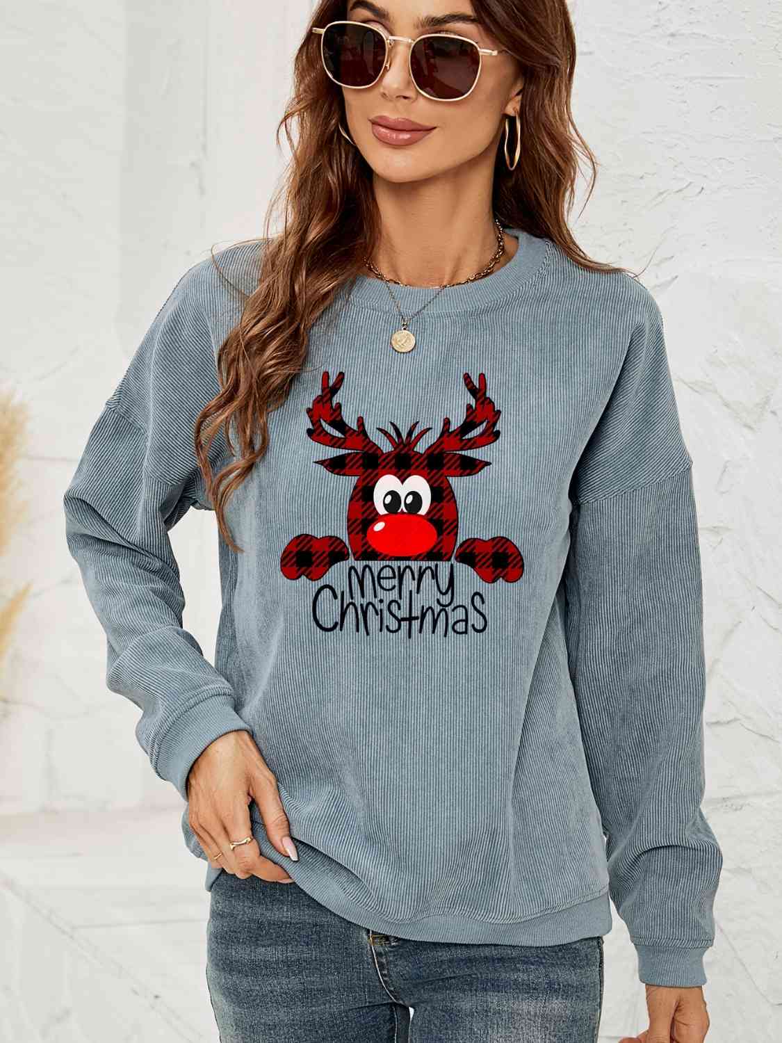 MERRY CHRISTMAS Graphic Sweatshirt free shipping -Oh Em Gee Boutique