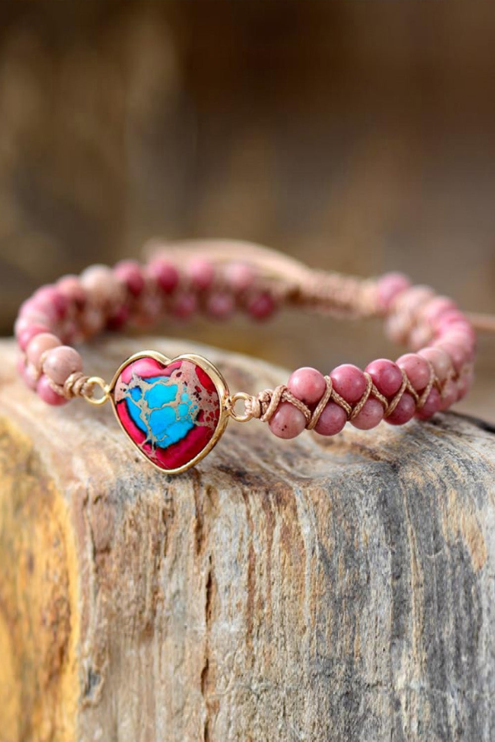 Handmade Heart Shape Natural Stone Bracelet free shipping -Oh Em Gee Boutique