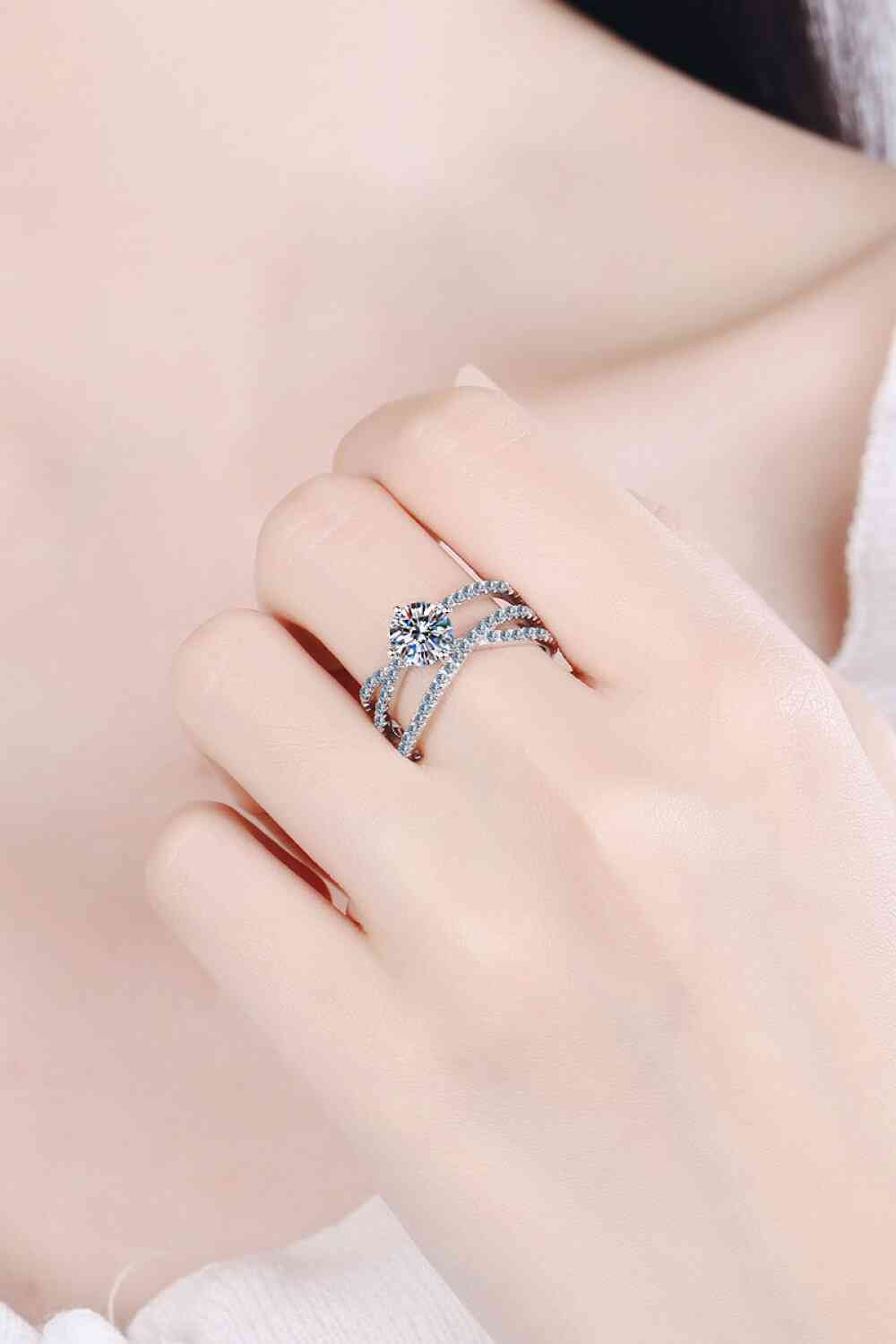 1 Carat Moissanite Crisscross Ring free shipping -Oh Em Gee Boutique