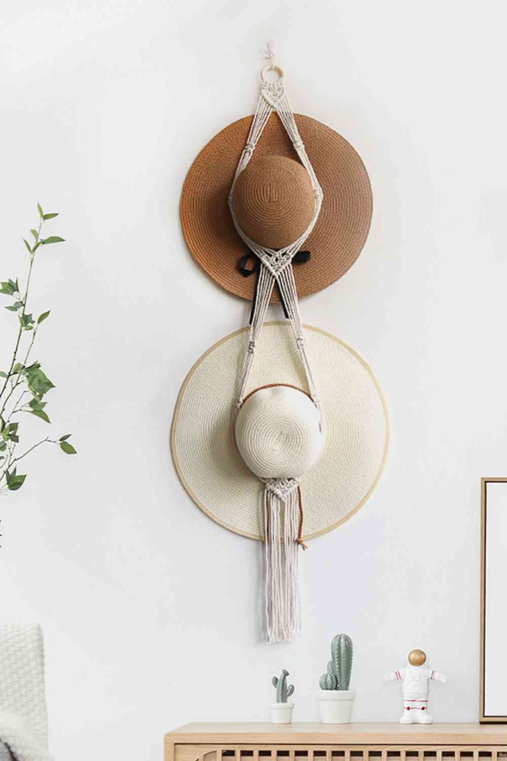 Macrame Double Hat Hanger free shipping -Oh Em Gee Boutique