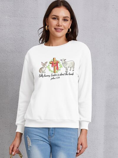 EASTER Graphic Round Neck Sweatshirt free shipping -Oh Em Gee Boutique