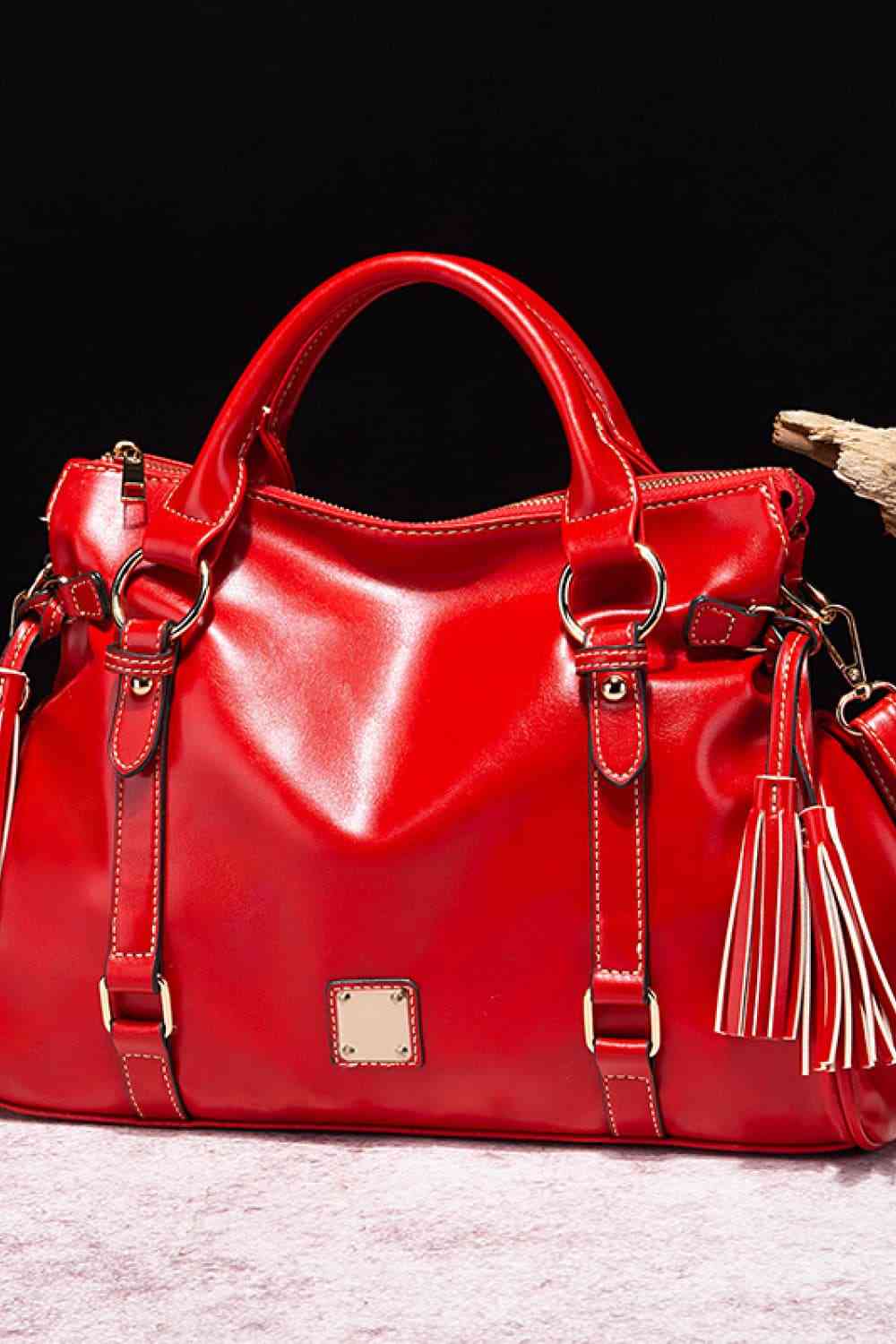 PU Leather Handbag with Tassels free shipping -Oh Em Gee Boutique