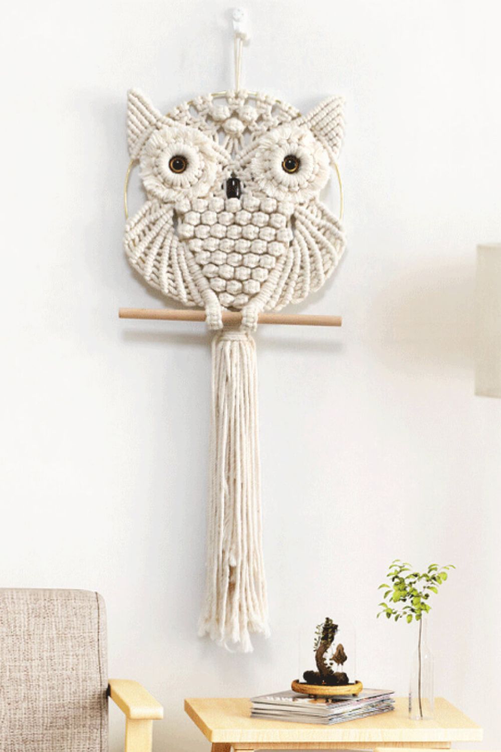 Hand-Woven Owl Macrame Wall Hanging free shipping -Oh Em Gee Boutique
