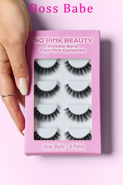 SO PINK BEAUTY Faux Mink Eyelashes 5 Pairs free shipping -Oh Em Gee Boutique