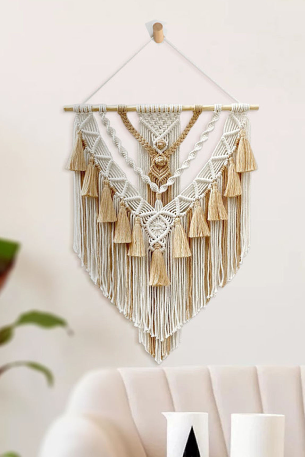 Two-Tone Macrame Wall Hanging free shipping -Oh Em Gee Boutique