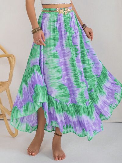 Tie-Dye Ruffle Hem Skirt free shipping -Oh Em Gee Boutique