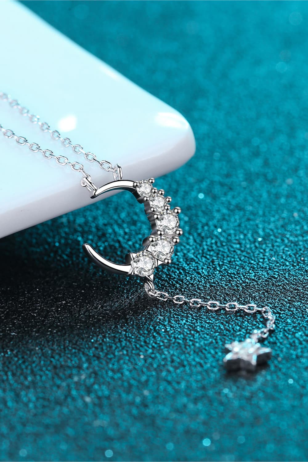 Star & Moon Moissanite Necklace free shipping -Oh Em Gee Boutique