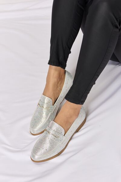 Forever Link Rhinestone Point Toe Loafers free shipping -Oh Em Gee Boutique