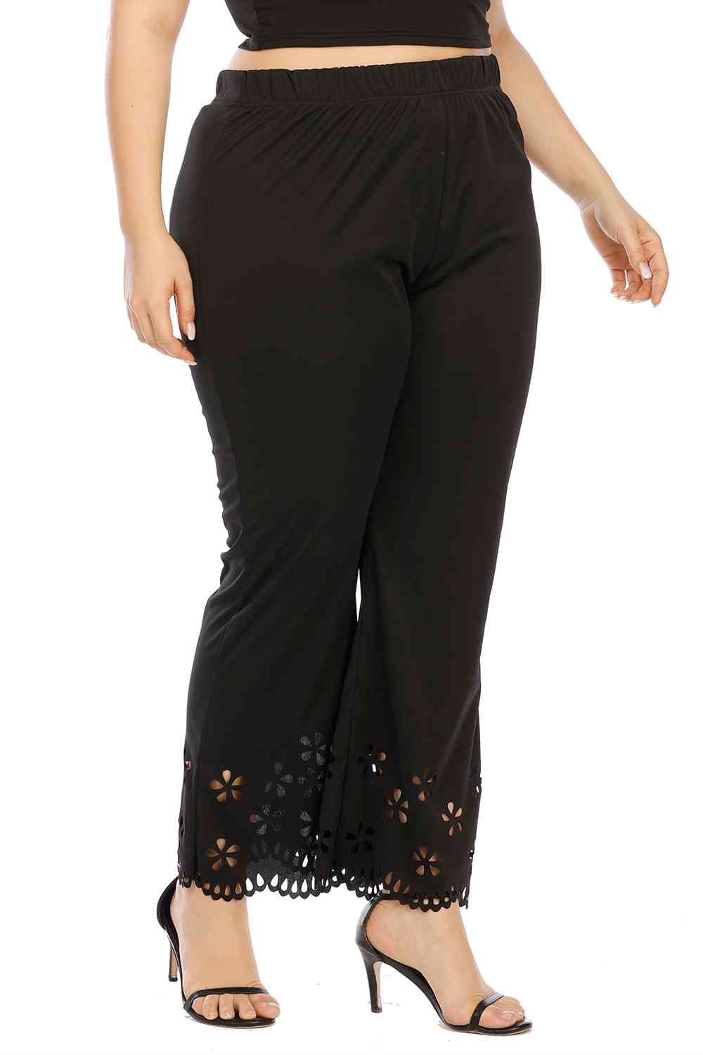 Plus Size Openwork Detail Pants free shipping -Oh Em Gee Boutique