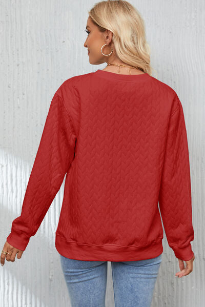 XOXO Heart Round Neck Dropped Shoulder Sweatshirt free shipping -Oh Em Gee Boutique