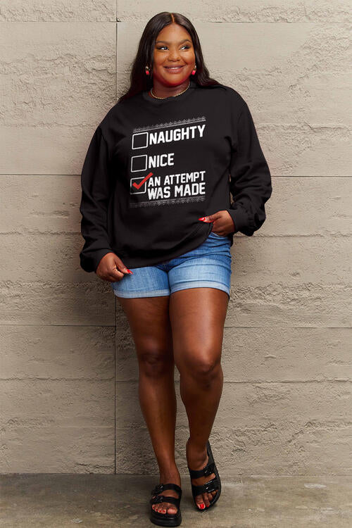 Simply Love Full Size Letter Graphic Long Sleeve Sweatshirt free shipping -Oh Em Gee Boutique
