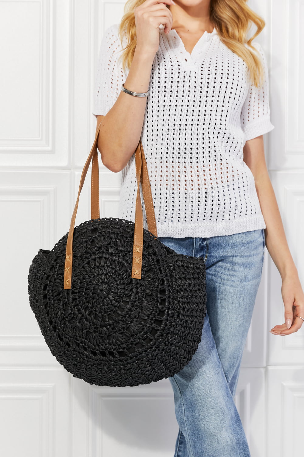 Justin Taylor C'est La Vie Crochet Handbag in Black free shipping -Oh Em Gee Boutique