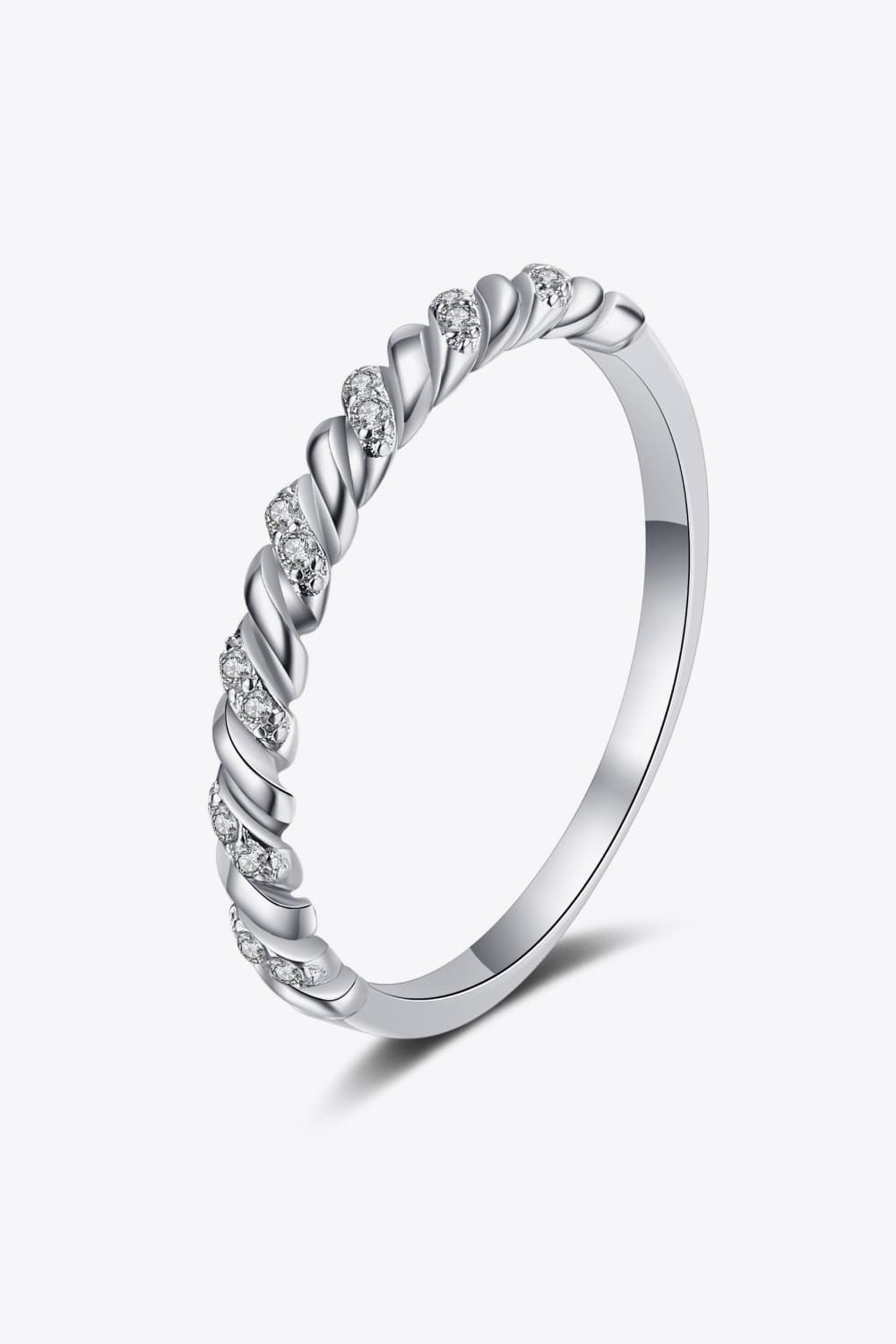 Moissanite Rhodium-Plated Half-Eternity Ring free shipping -Oh Em Gee Boutique