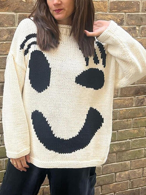Contrast Drop Shoulder Long Sleeve Sweater free shipping -Oh Em Gee Boutique