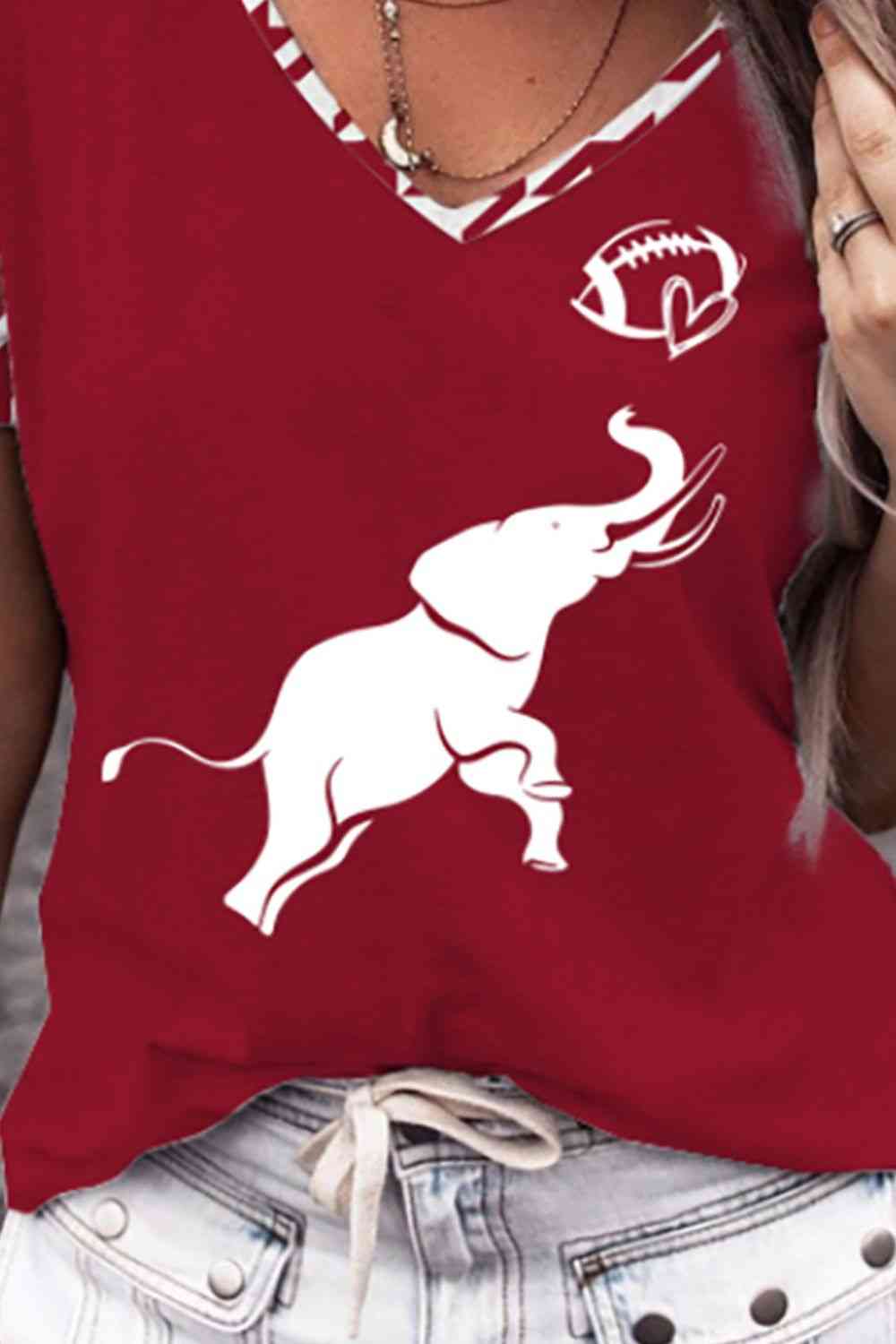 Elephant Graphic V-Neck T-Shirt free shipping -Oh Em Gee Boutique