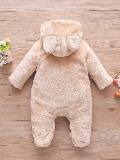 Baby's Rabbit Decor Long Sleeve Hooded Snapped Jumpsuit free shipping -Oh Em Gee Boutique