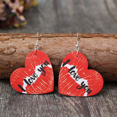 I LOVE YOU Heart Leather Earrings free shipping -Oh Em Gee Boutique