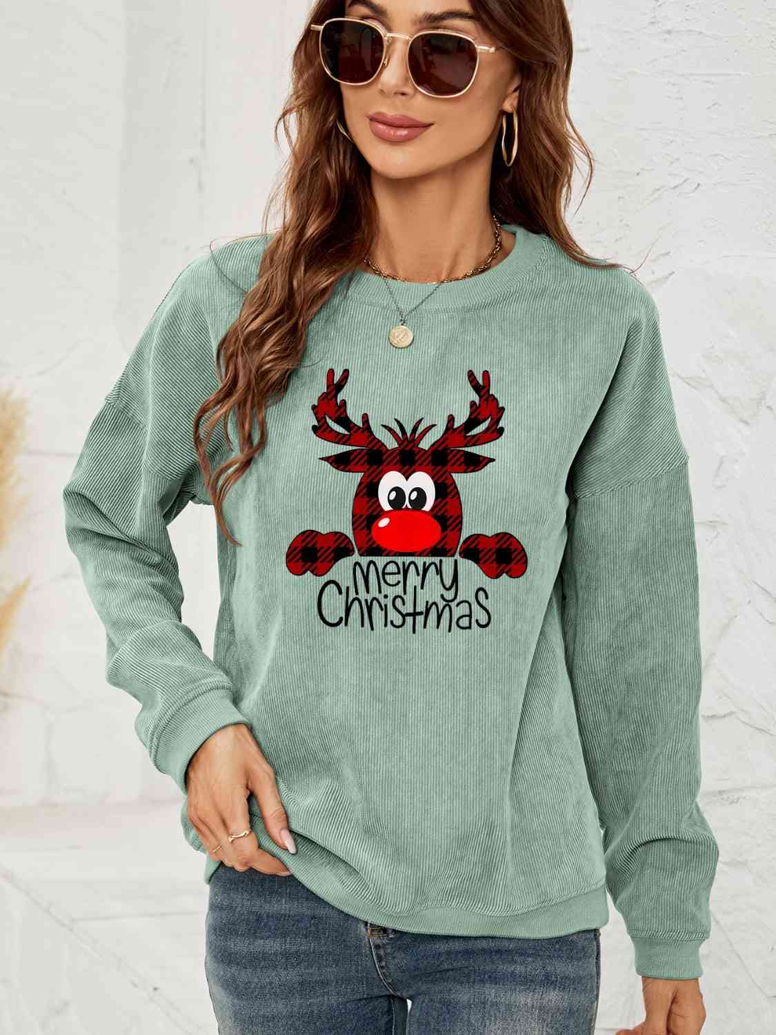 MERRY CHRISTMAS Graphic Sweatshirt free shipping -Oh Em Gee Boutique