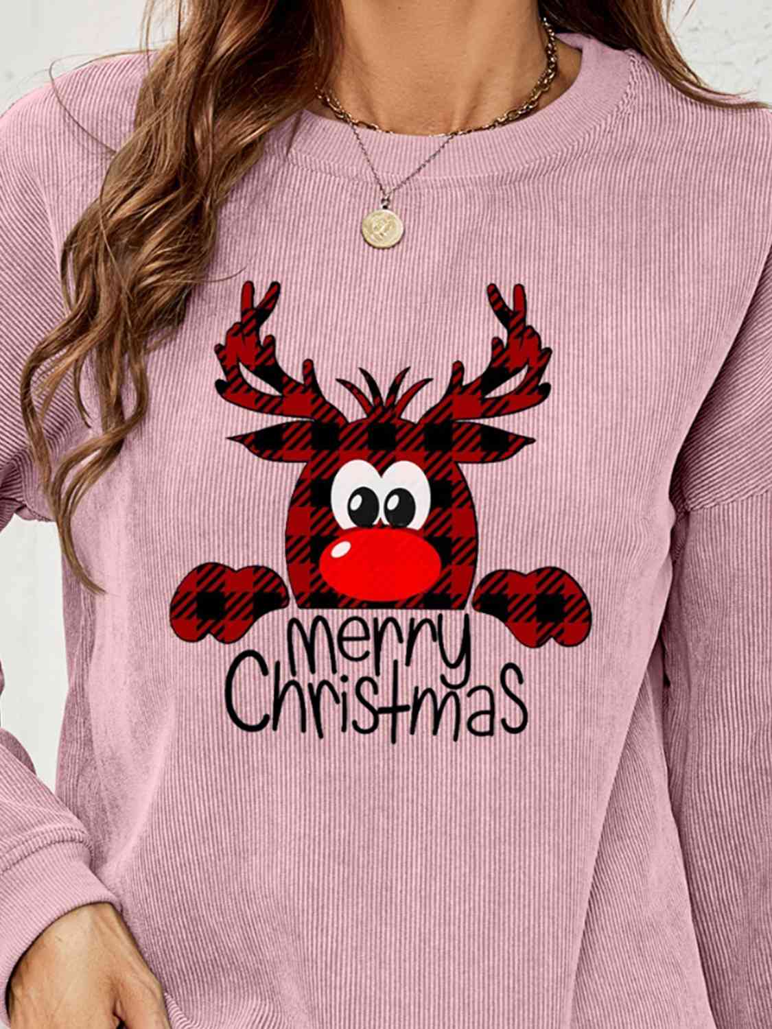MERRY CHRISTMAS Graphic Sweatshirt free shipping -Oh Em Gee Boutique