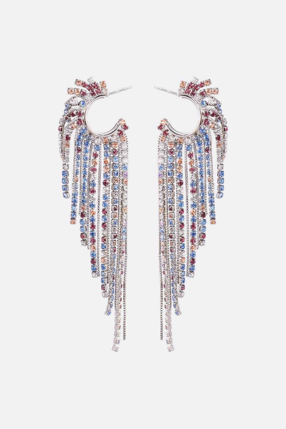 Fringed Rhinestone Zinc Alloy Dangle Earrings free shipping -Oh Em Gee Boutique