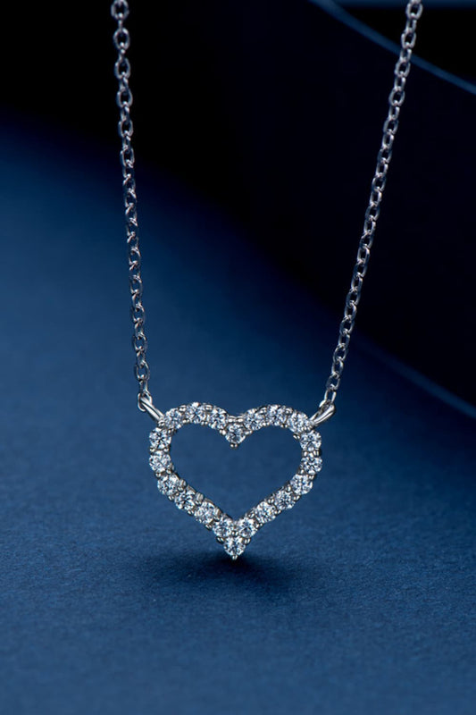 Moissanite Platinum-Plated Heart Necklace free shipping -Oh Em Gee Boutique