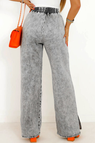 Slit Drawstring Jeans with Pockets free shipping -Oh Em Gee Boutique