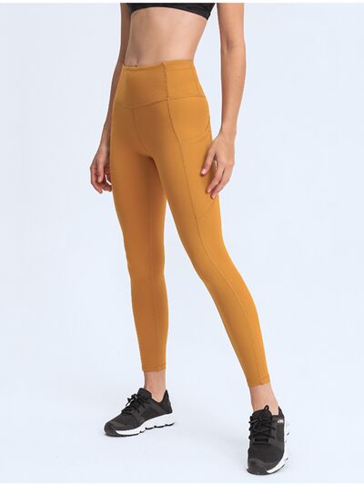 Double Take Wide Waistband Leggings with Pockets free shipping -Oh Em Gee Boutique