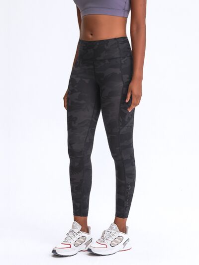 Double Take Wide Waistband Leggings with Pockets free shipping -Oh Em Gee Boutique