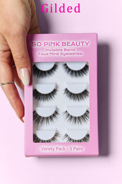 SO PINK BEAUTY Faux Mink Eyelashes Variety Pack 5 Pairs free shipping -Oh Em Gee Boutique