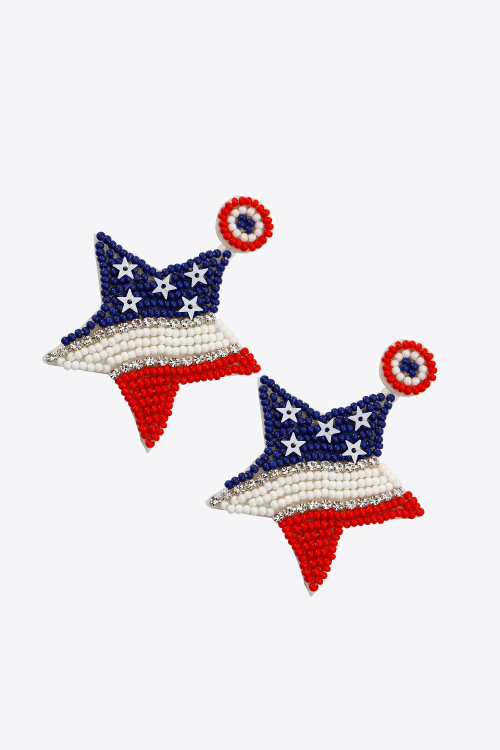 US Flag Beaded Star Earrings free shipping -Oh Em Gee Boutique