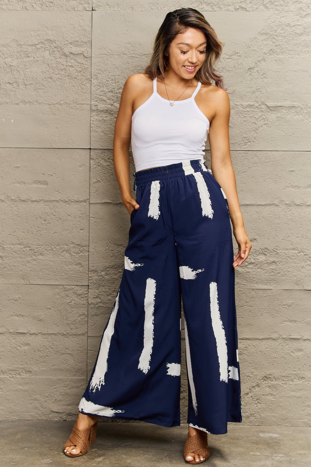 Printed Wide Leg Long Pants free shipping -Oh Em Gee Boutique