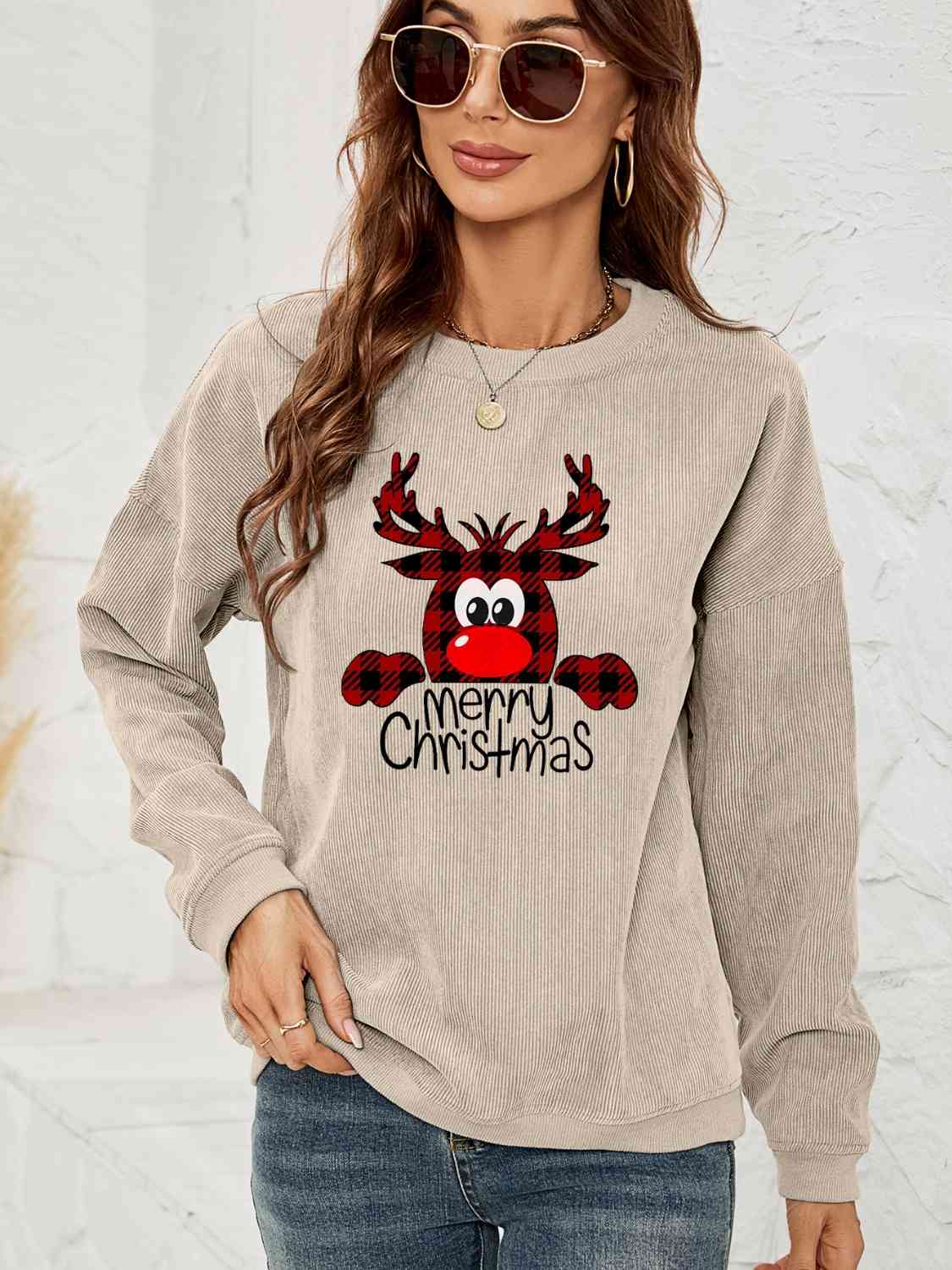 MERRY CHRISTMAS Graphic Sweatshirt free shipping -Oh Em Gee Boutique