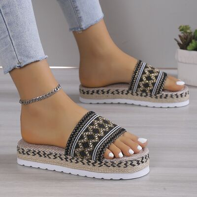 Geometric Weave Platform Sandals free shipping -Oh Em Gee Boutique
