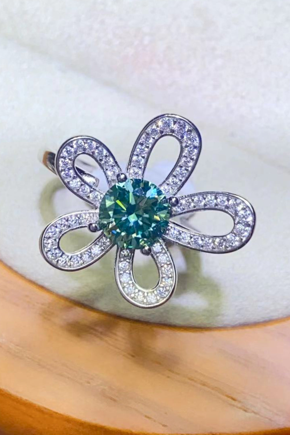 1 Carat Moissanite Flower Shape Open Ring free shipping -Oh Em Gee Boutique