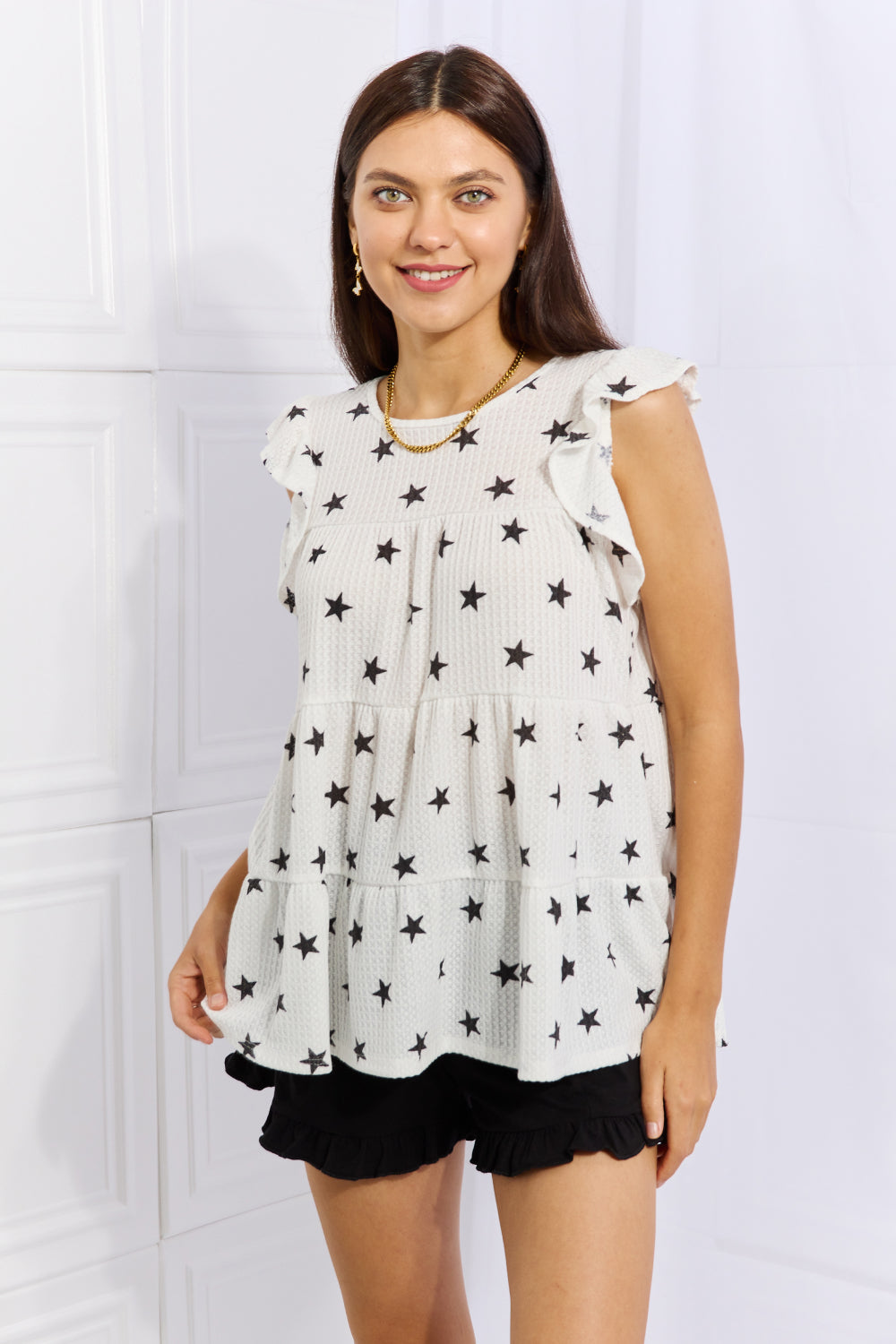 Heimish Shine Bright Full Size Butterfly Sleeve Star Print Top free shipping -Oh Em Gee Boutique