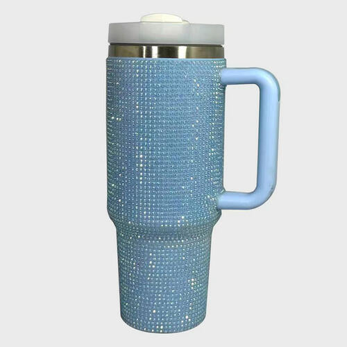 Rhinestone Stainless Steel Tumbler with Straw free shipping -Oh Em Gee Boutique