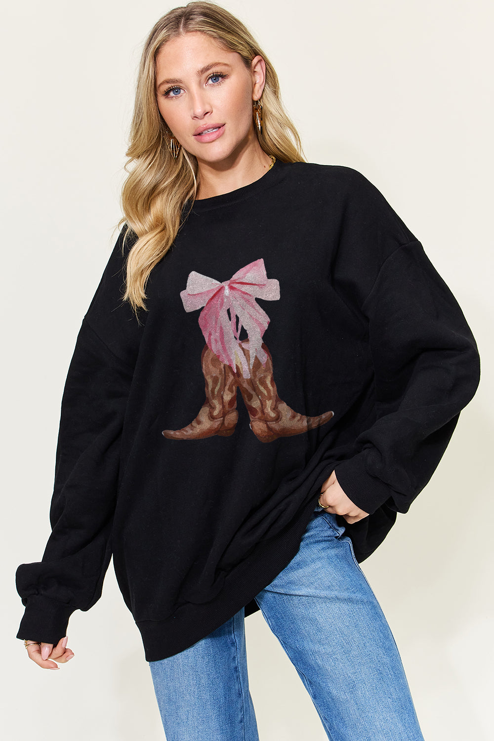 Simply Love Full Size Graphic Long Sleeve Sweatshirt free shipping -Oh Em Gee Boutique